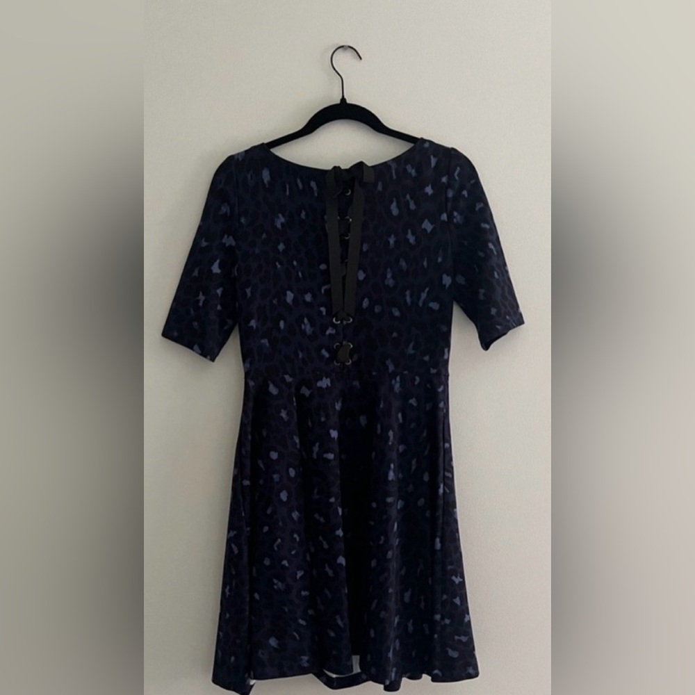 Kate Spade Leopard Print Ponte Fit & Flare Dress Blue Women’s Small - Picture 10 of 12